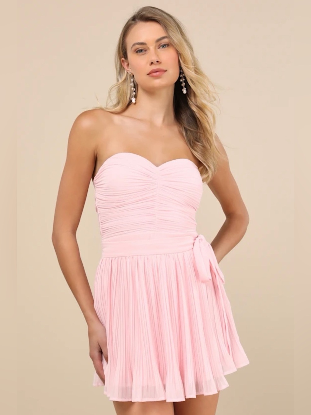 Lulus Seriously Sensational Light Pink Strapless Romper Size S